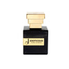 Flacone di profumo Exoticoud nero e oro, stile elegante, accessorio di lusso donna