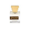 Flacone di profumo Fine Leather con tappo dorato e etichetta marrone su sfondo bianco