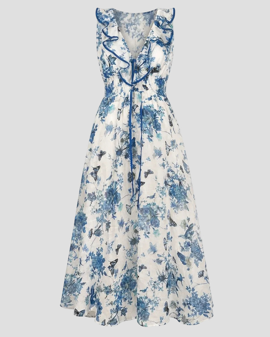 vestito-ramie-pho-firenze-stampa-farfalle-blu-fronte