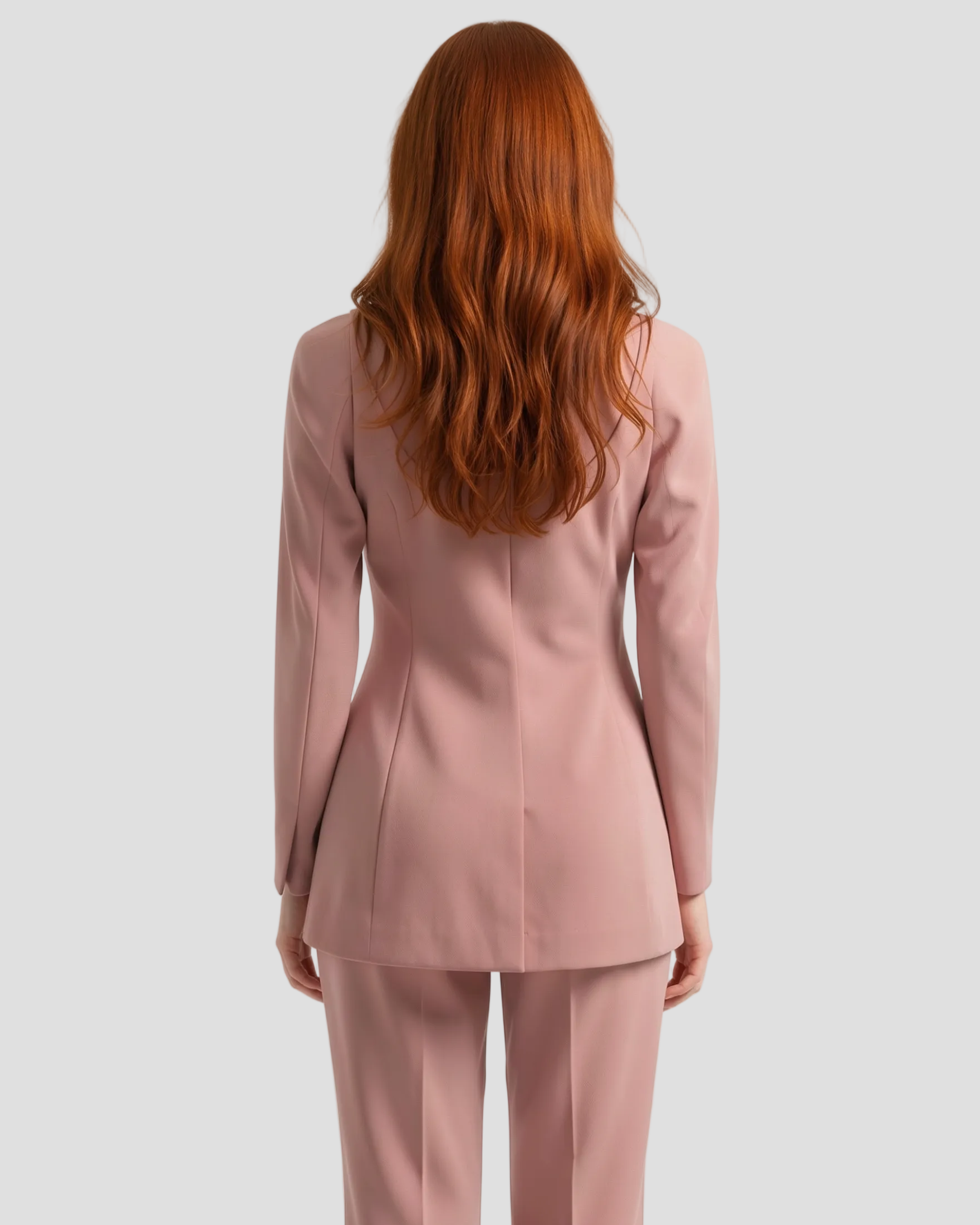 Retro del blazer donna Graziani rosa cipria in pura lana con spacco centrale e linea sartoriale femminile, Made in Italy.