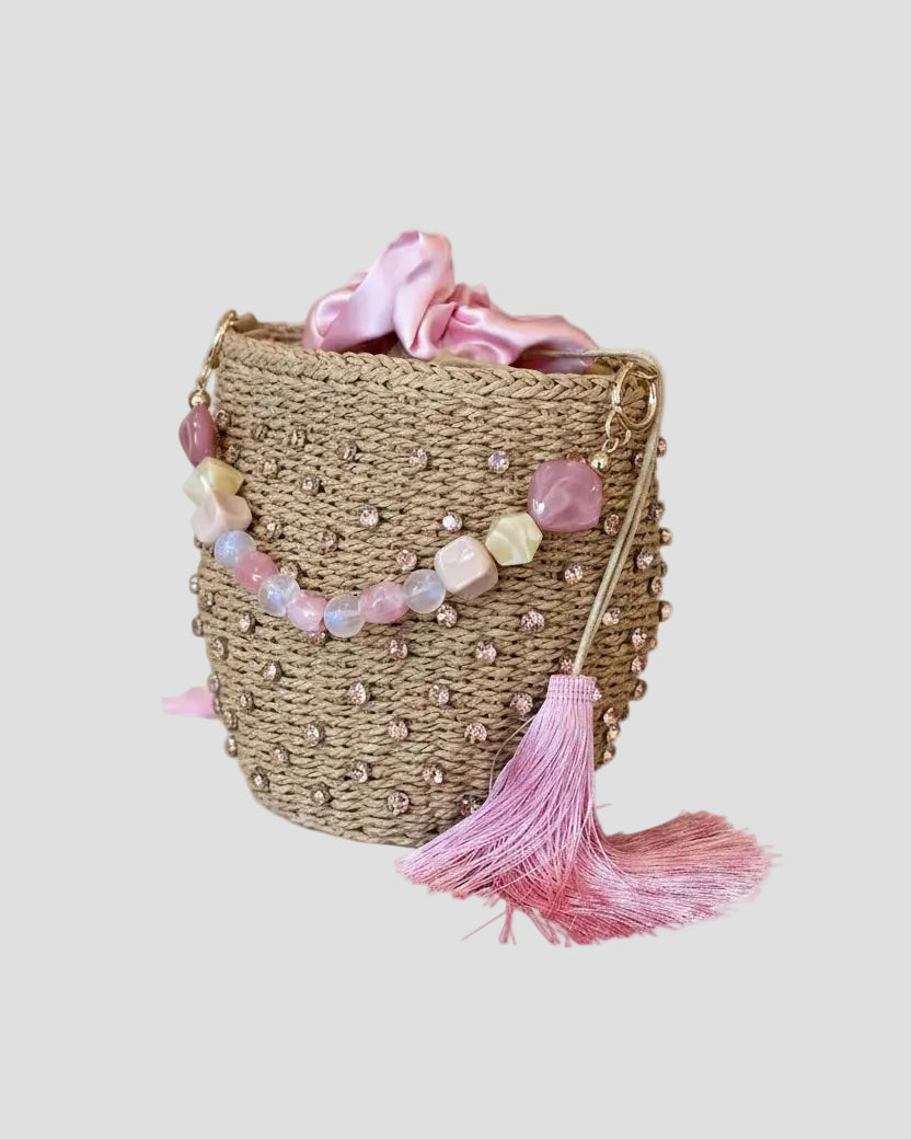 borsa secchiello rafia, nappine e brillanti pho firenze-12