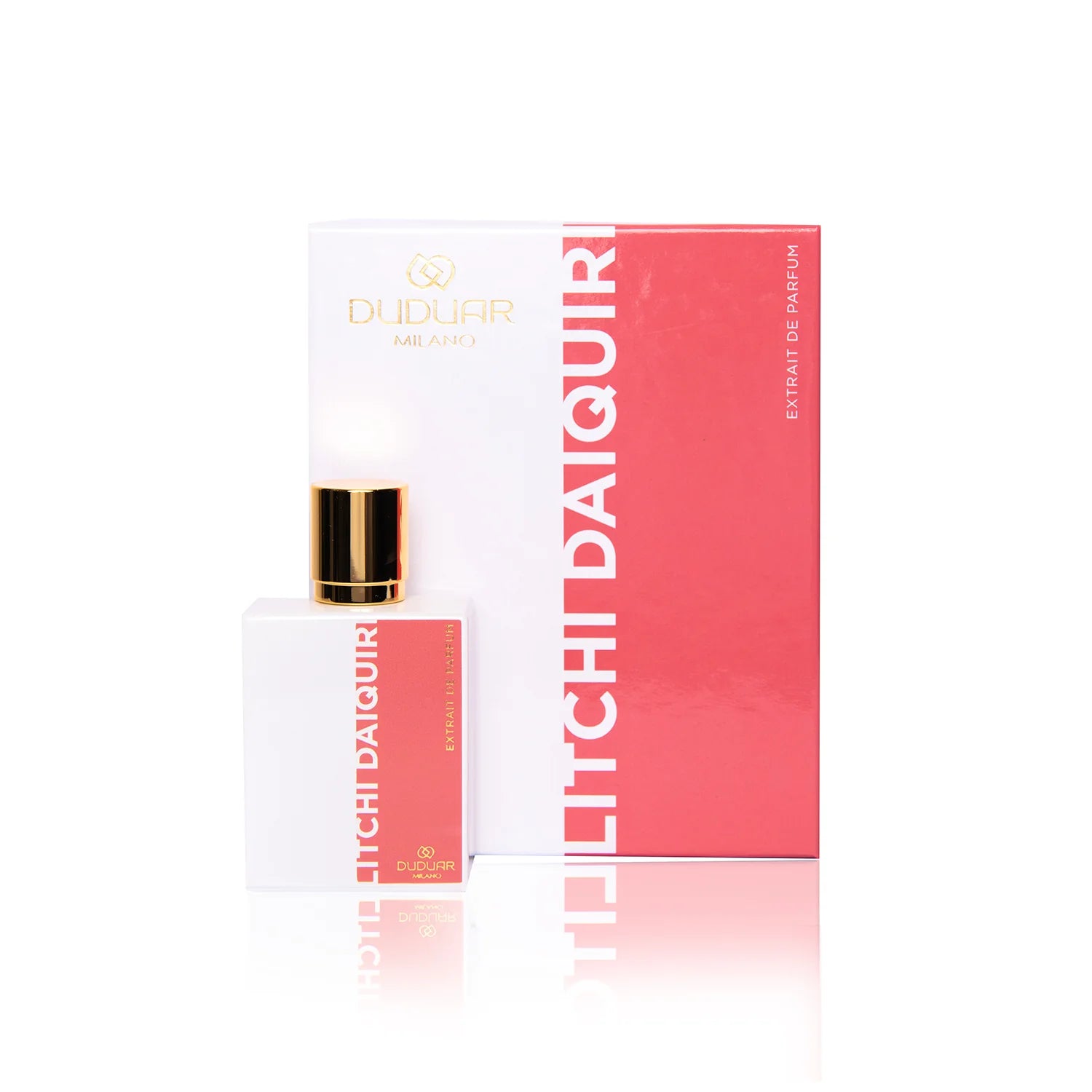 Profumo Duduar Milano Litchi Daiquiri bottiglia bianca e confezione rosa elegante