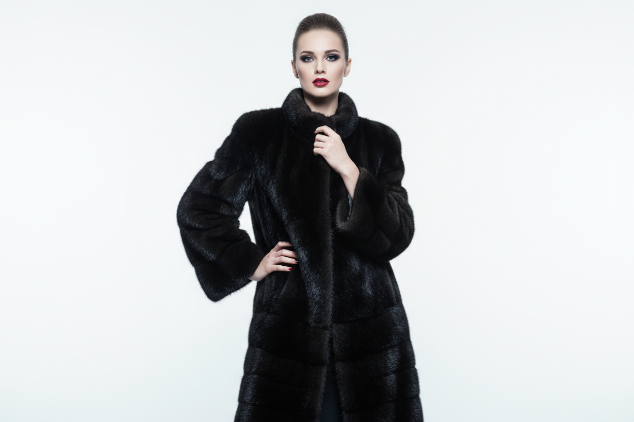 pelliccia nera su modella