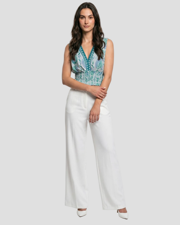 Top Smanicato Stampato Paisley – Completa il look